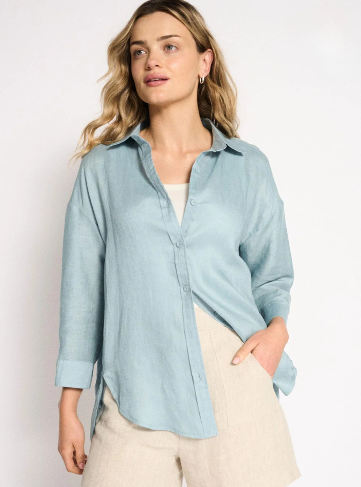 Boyfriend Shirt - Aqua Haze