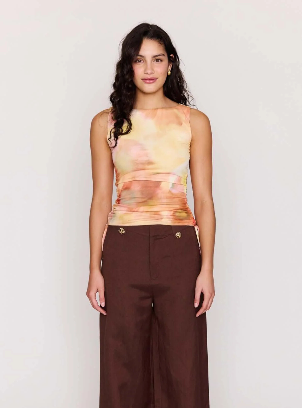 Aria Drawstring Top - Watercolour Floral