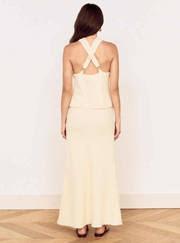 Asa Halter Top - Latte Stripe