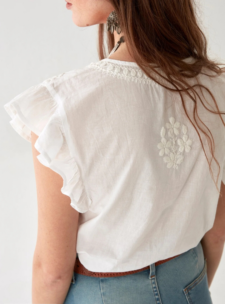 Ashanti Blouse - Chikan Bianco
