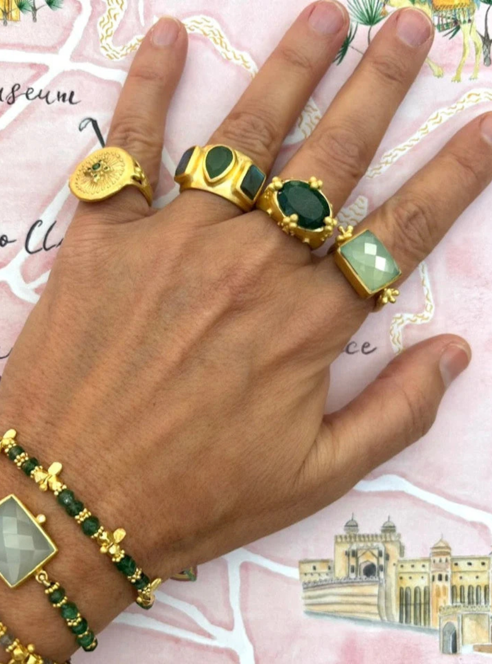 Atlas Ring - Green Aventurine &amp; Tourmaline