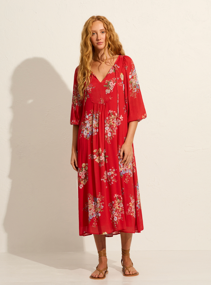 Willow Midi Dress - Red Amoure Floral