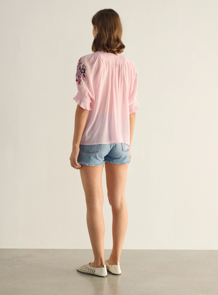Indra Embroidered Blouse - Pastel Pink