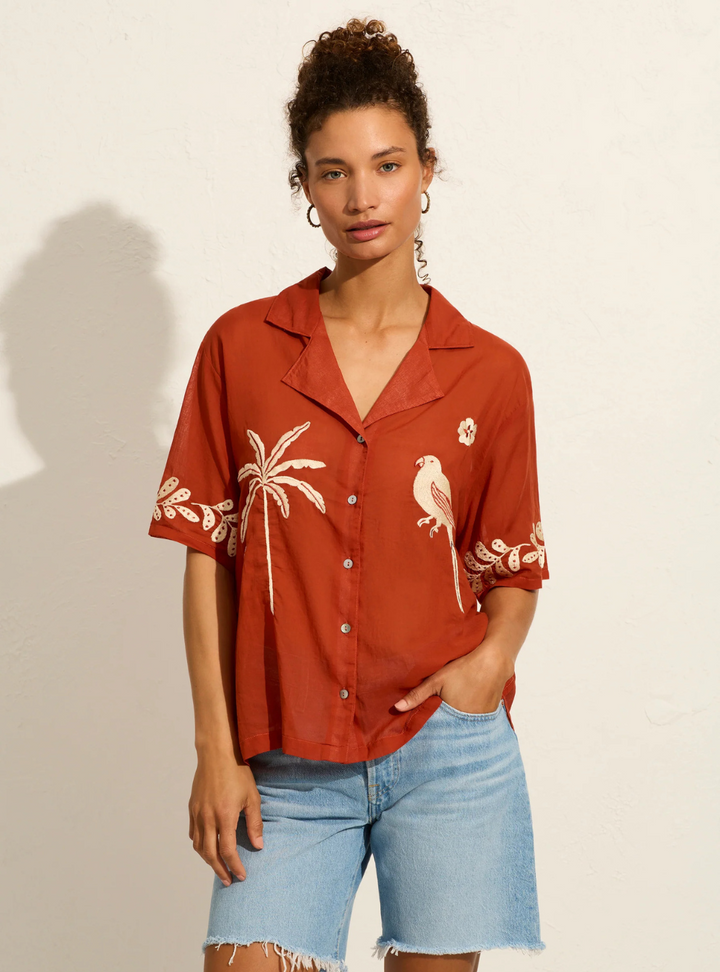 Embroidered Rio Shirt - Rust