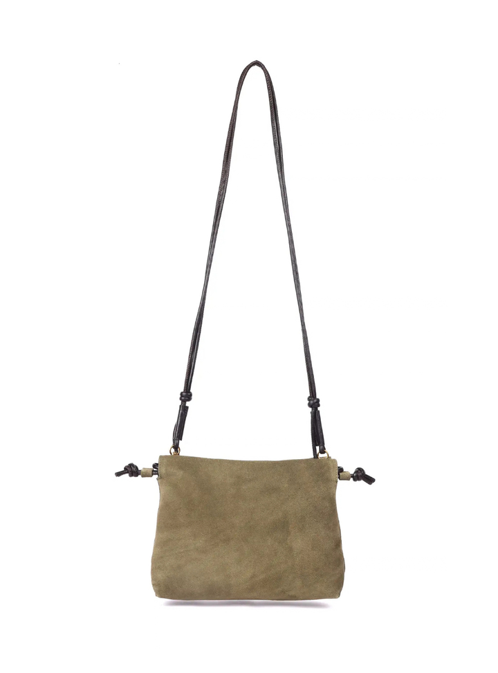 Gracie Suede Drawstring Bag - Dark Olive