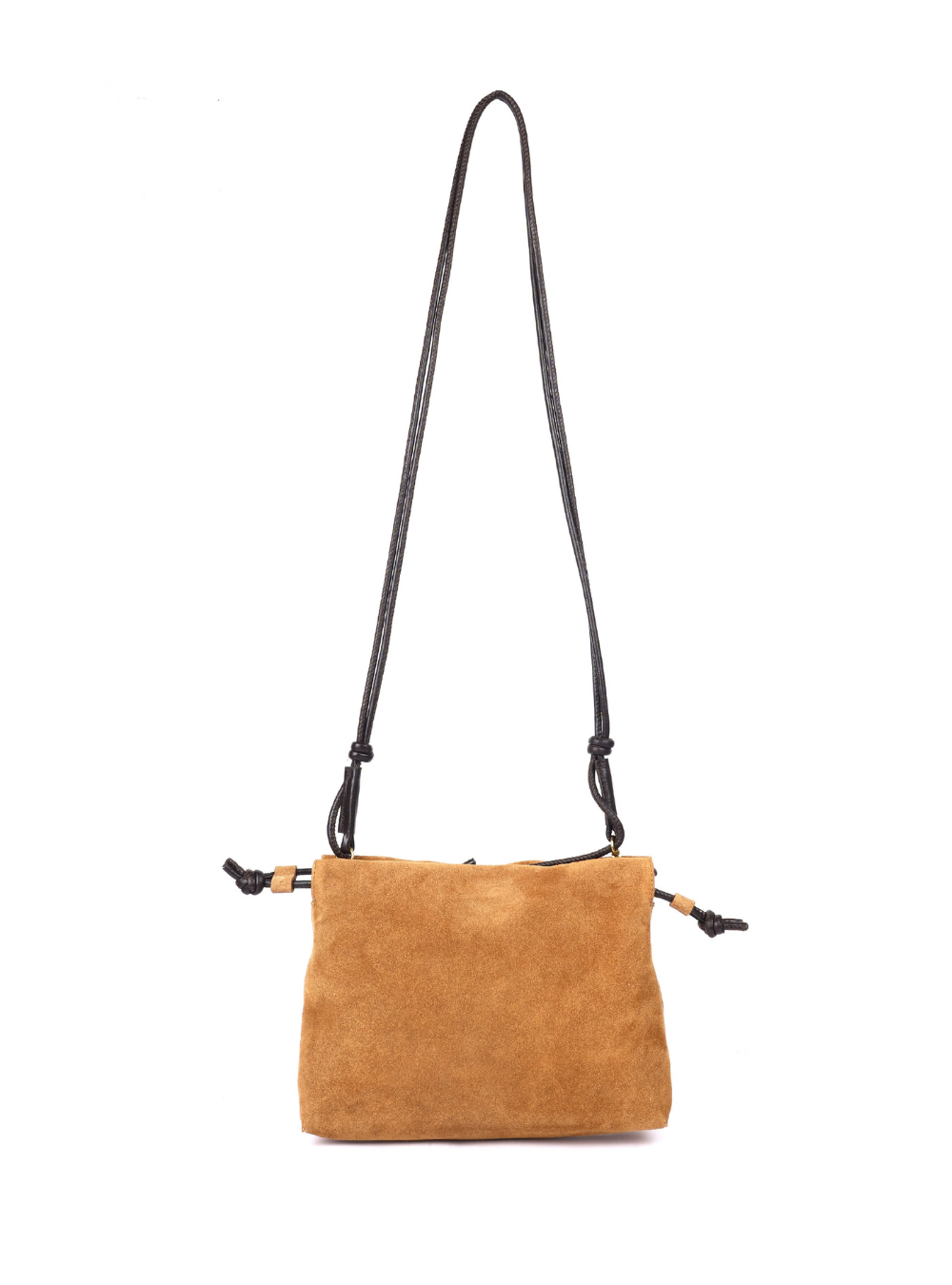 Gracie Suede Drawstring Bag - Dark Caramel
