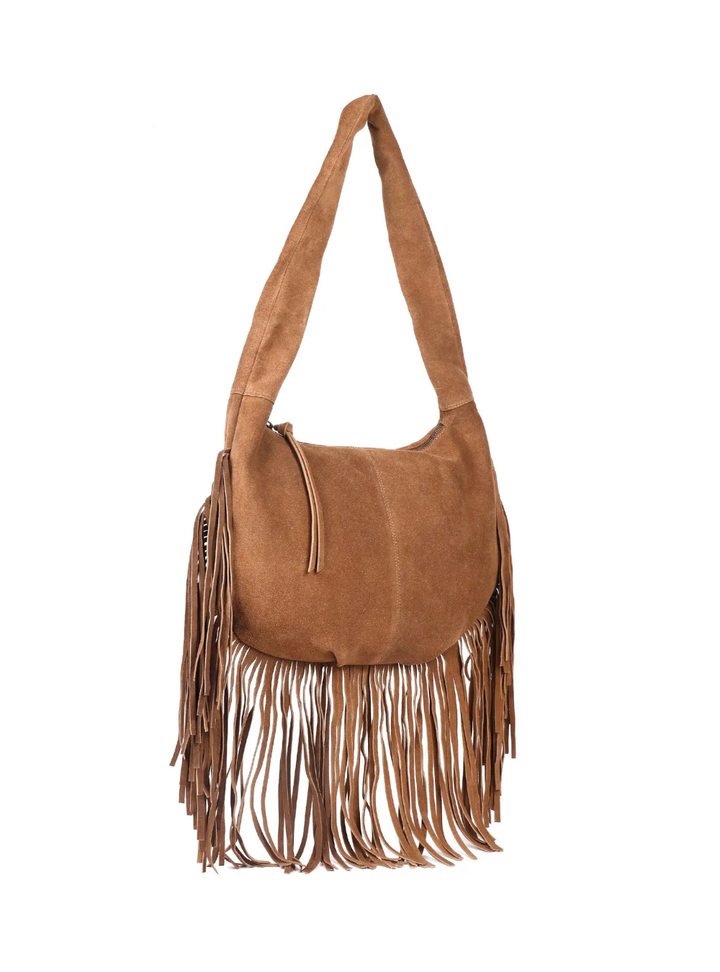 Alexis Suede Fringe Bag - Mocha