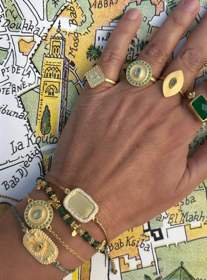 Bahia bracelet with Cubic Zirconia on gold cord