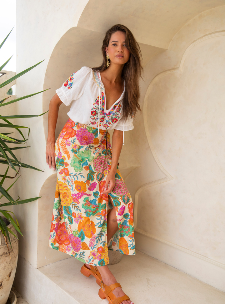 Barefoot Midi Skirt - White Sands