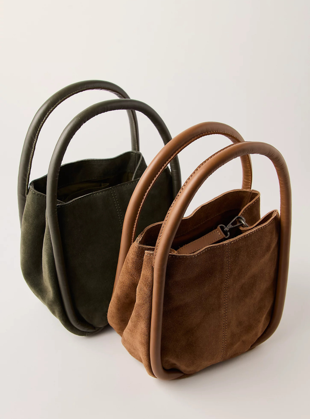 Barlow Suede Bucket Bag - Dark Olive