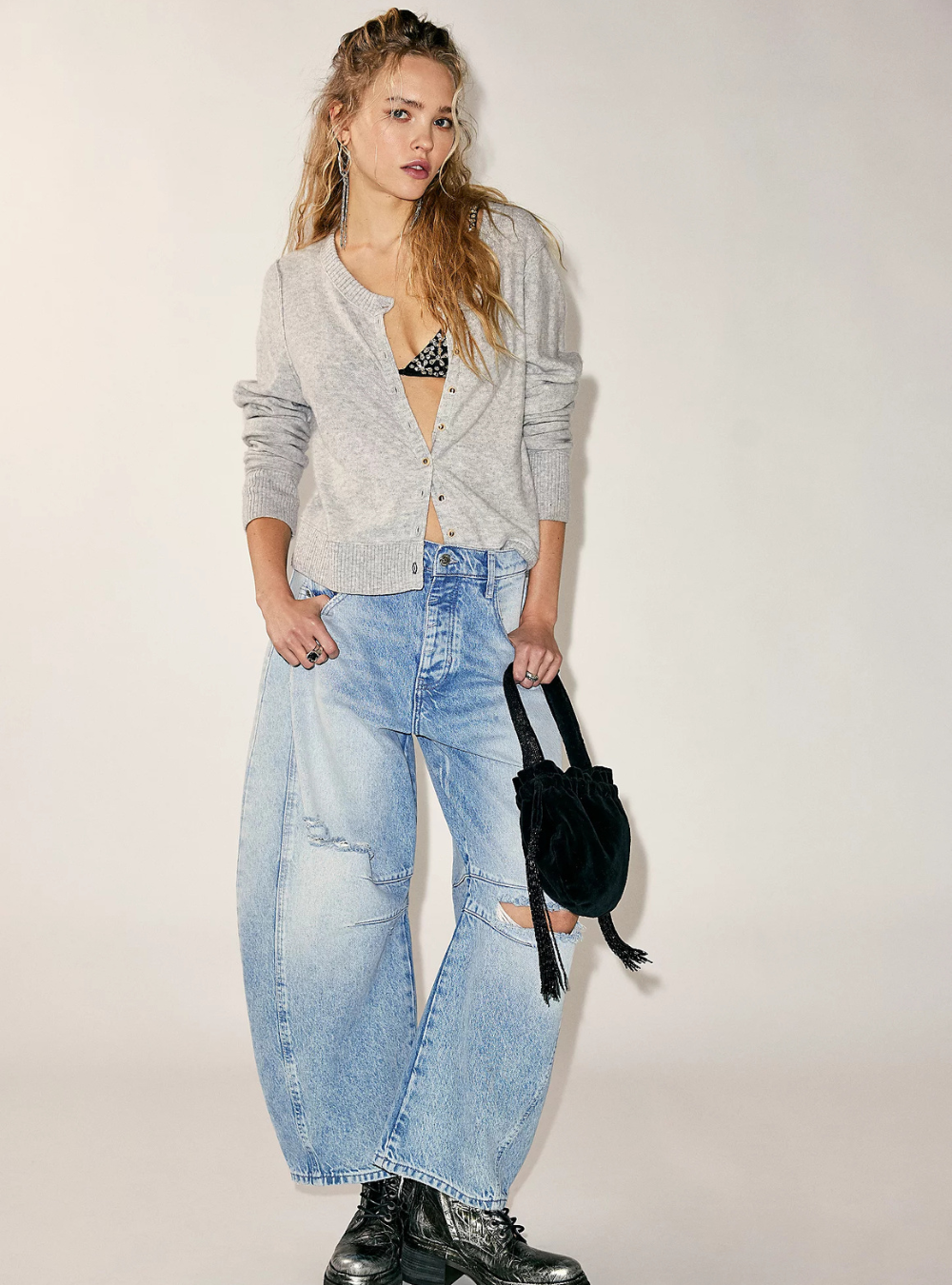 Good Luck Mid Rise Barrel Jeans - Barnyard Blue