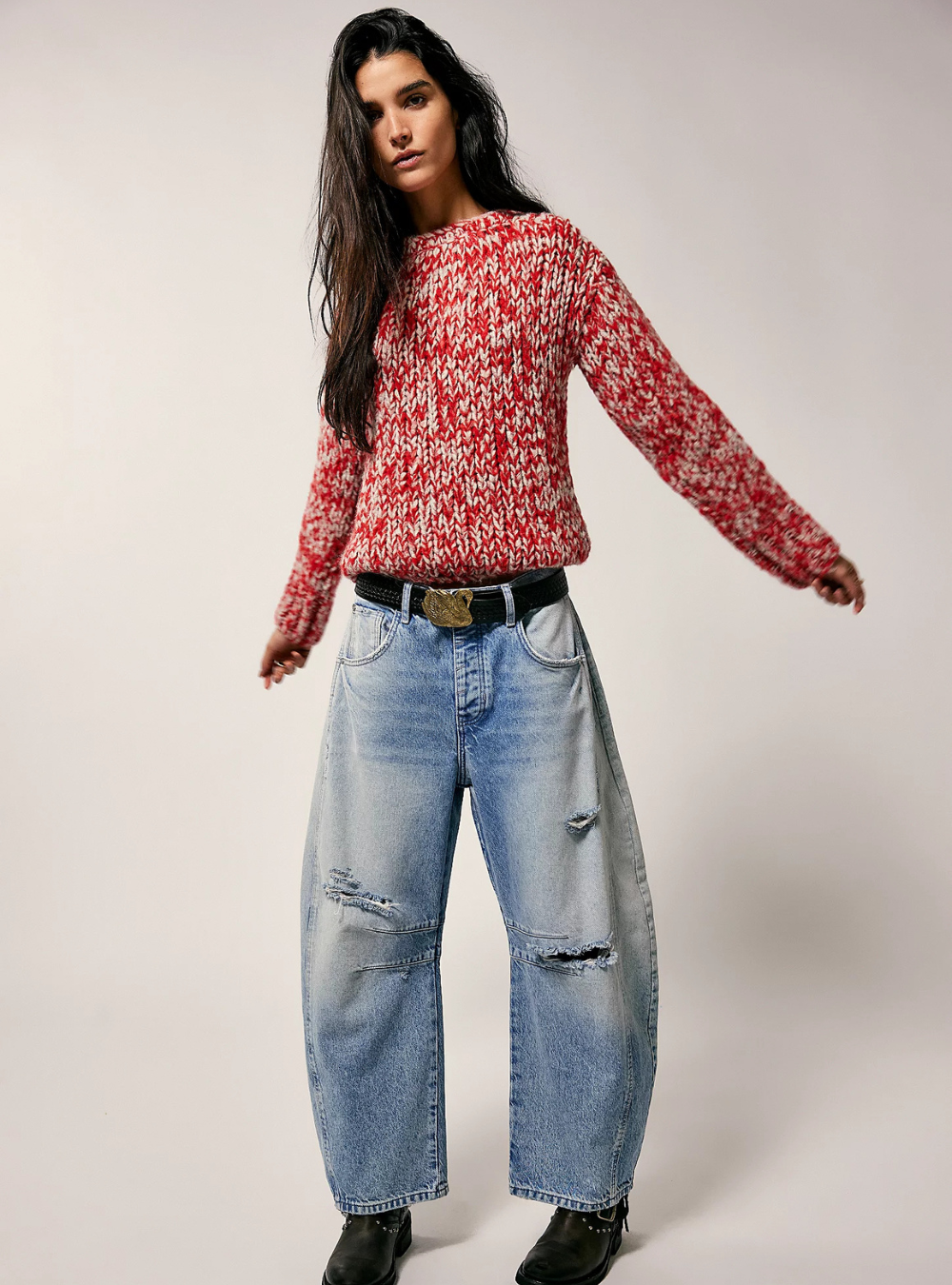 Good Luck Mid Rise Barrel Jeans - Barnyard Blue