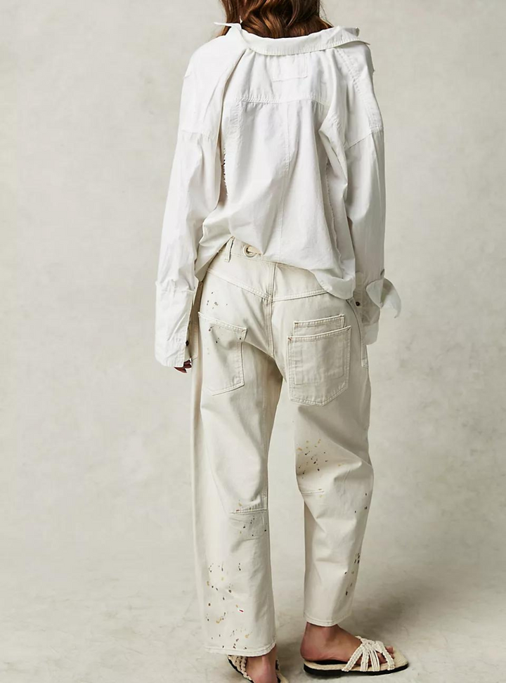 Moxie Pull-On Barrel Jeans - White
