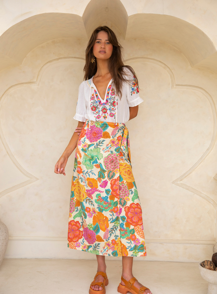 Barefoot Midi Skirt - White Sands
