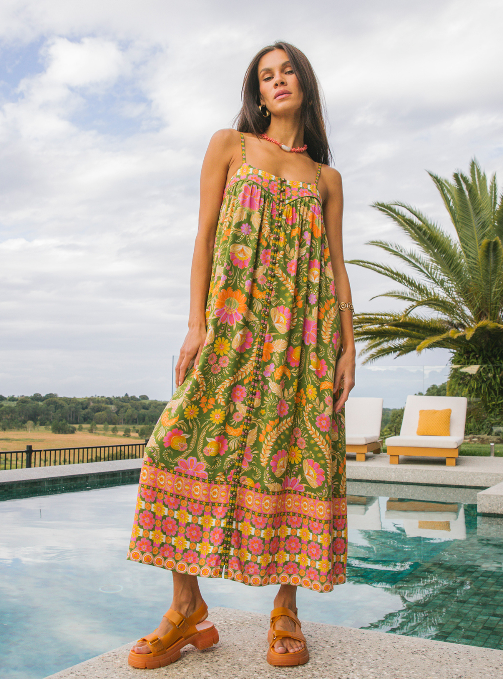 Estella Midi Dress - Guava