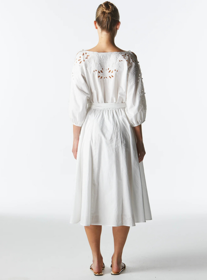 Lily Pond Embroidered Dress - Ivory