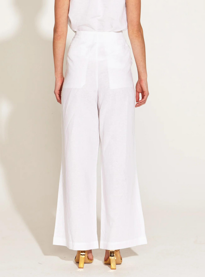 A Walk In The Park Linen Belted Pant - White