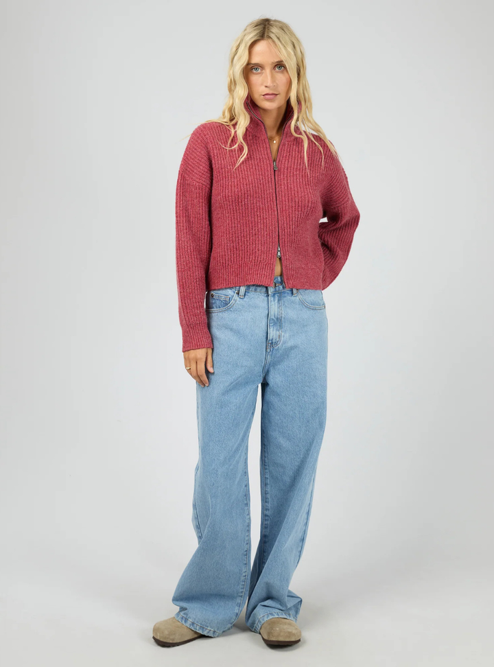 Bridie Knit Zip Through - Berry