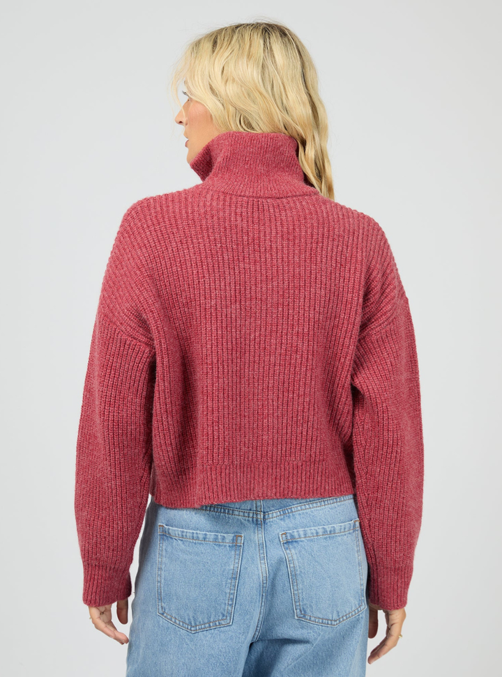 Bridie Knit Zip Through - Berry