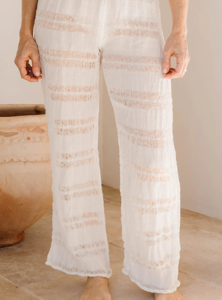 Bettina Pant - Raw Stripe Bianco