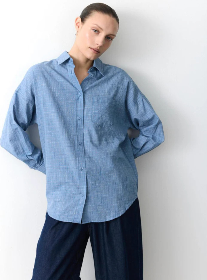 Billie Check Shirt - Cornflower Blue