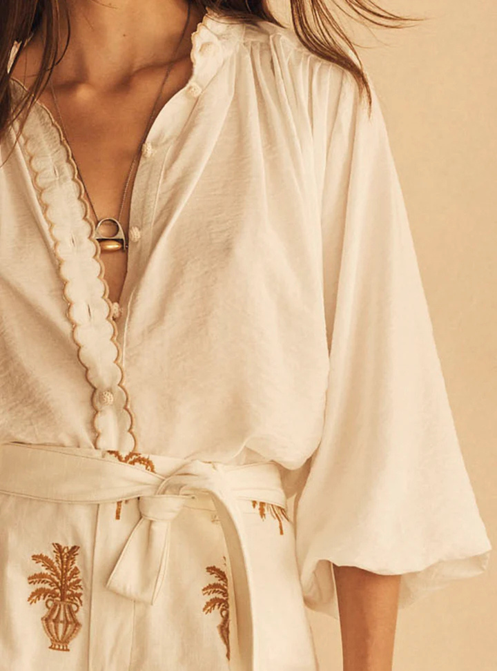 Bianca Scallop Billow Sleeve Blouse