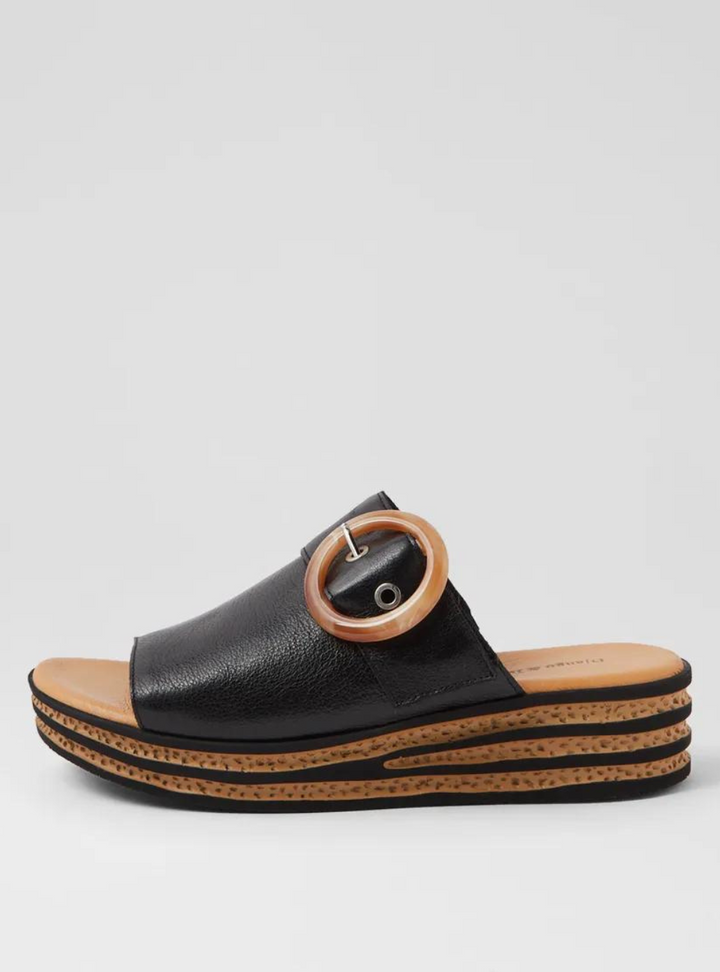 Cosmoso Black Leather Slides