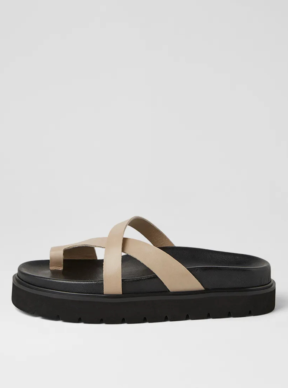 Margee Leather Slides - Latte Black