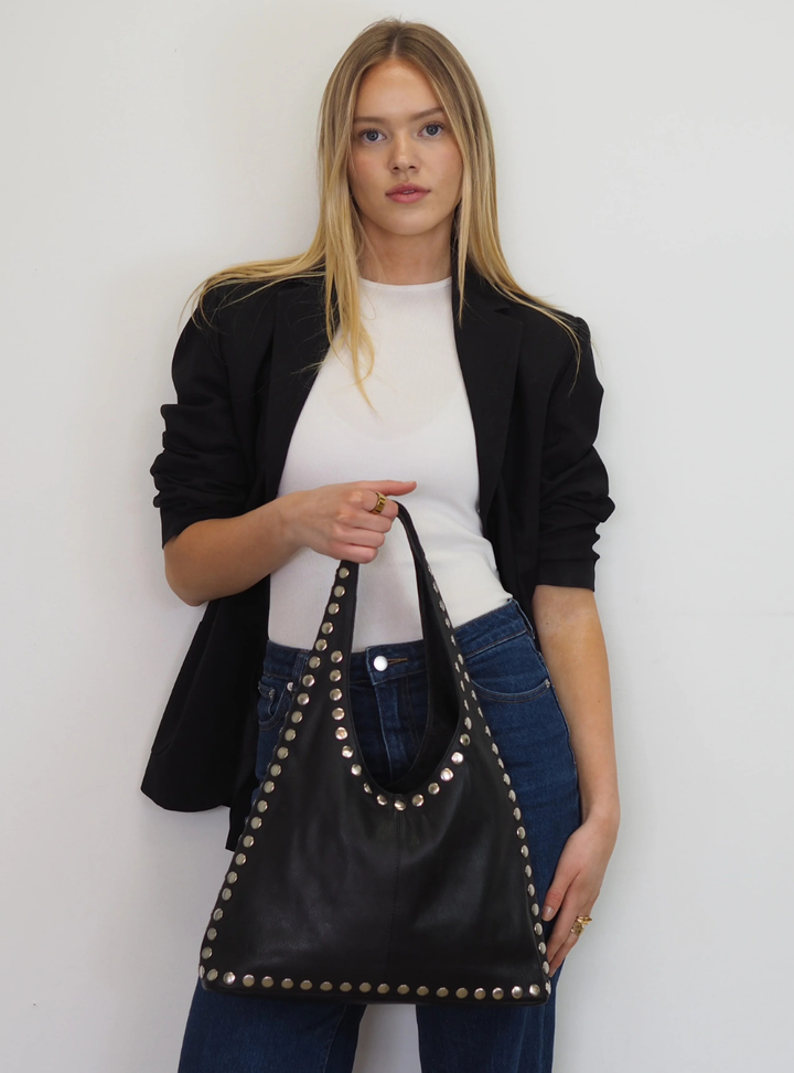 Jenna Studded Hobo - Black