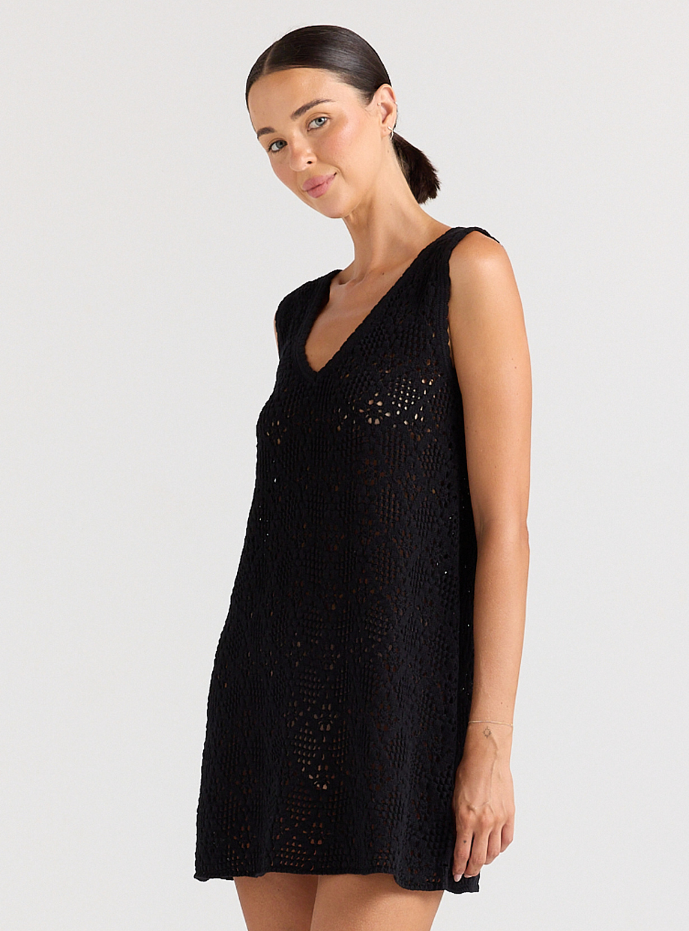 Messina V Knit Dress - Black