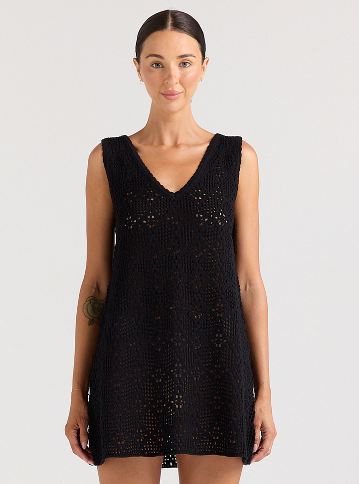 Messina V Knit Dress - Black
