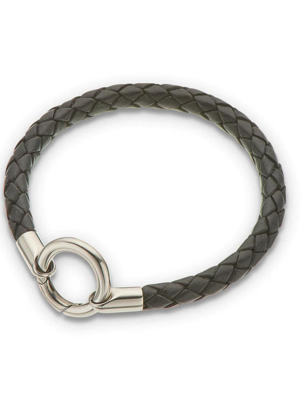 Black Round Thick Plaited Leather Bracelet
