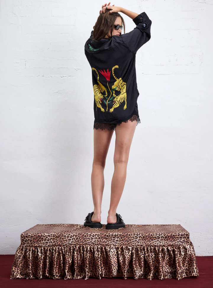 Crouching Tiger Long Sleeve Shirt - Black