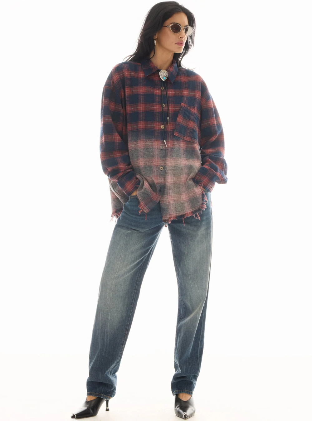 Cutaway Bleached Flannel Shirt - Red