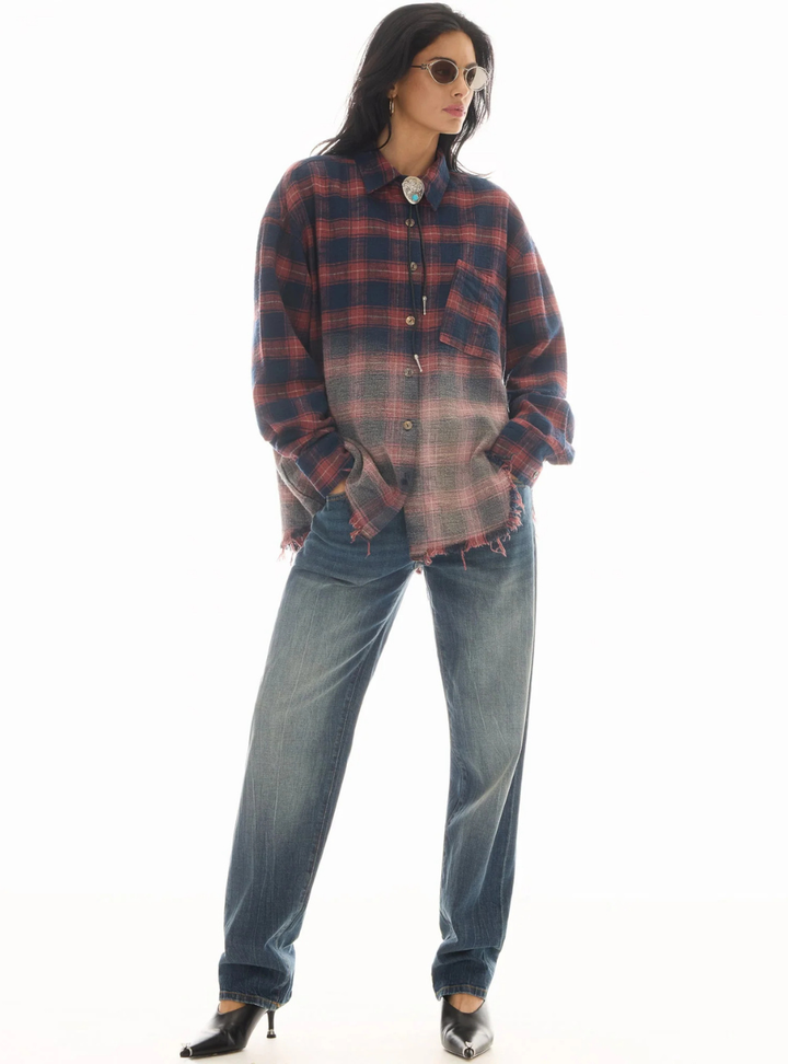 Cutaway Bleached Flannel Shirt - Red