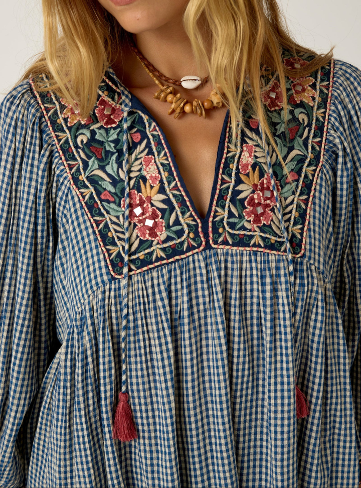 April Blouse - Bleu Picnic