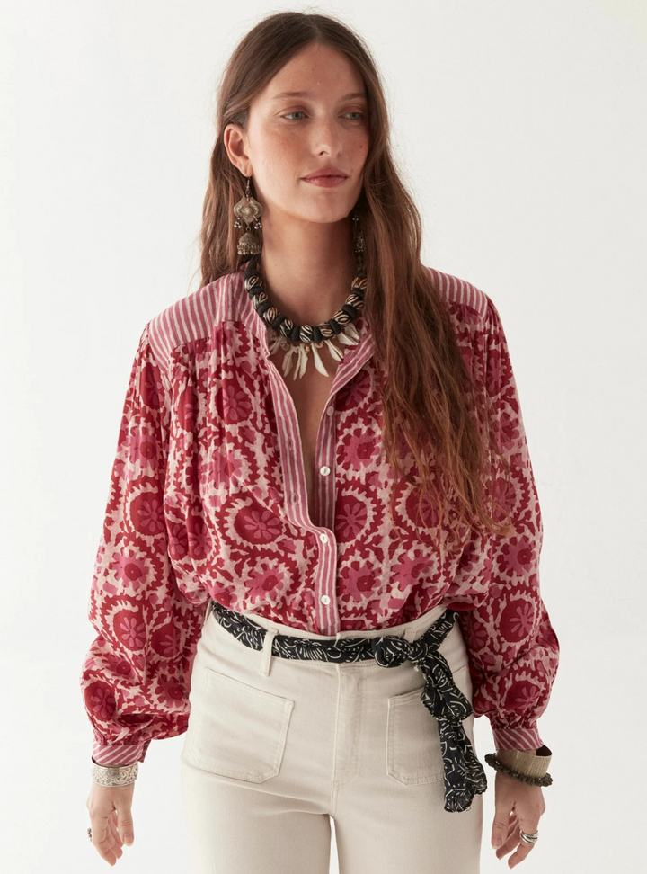 Leandra Blouse - Flamingo Grooves