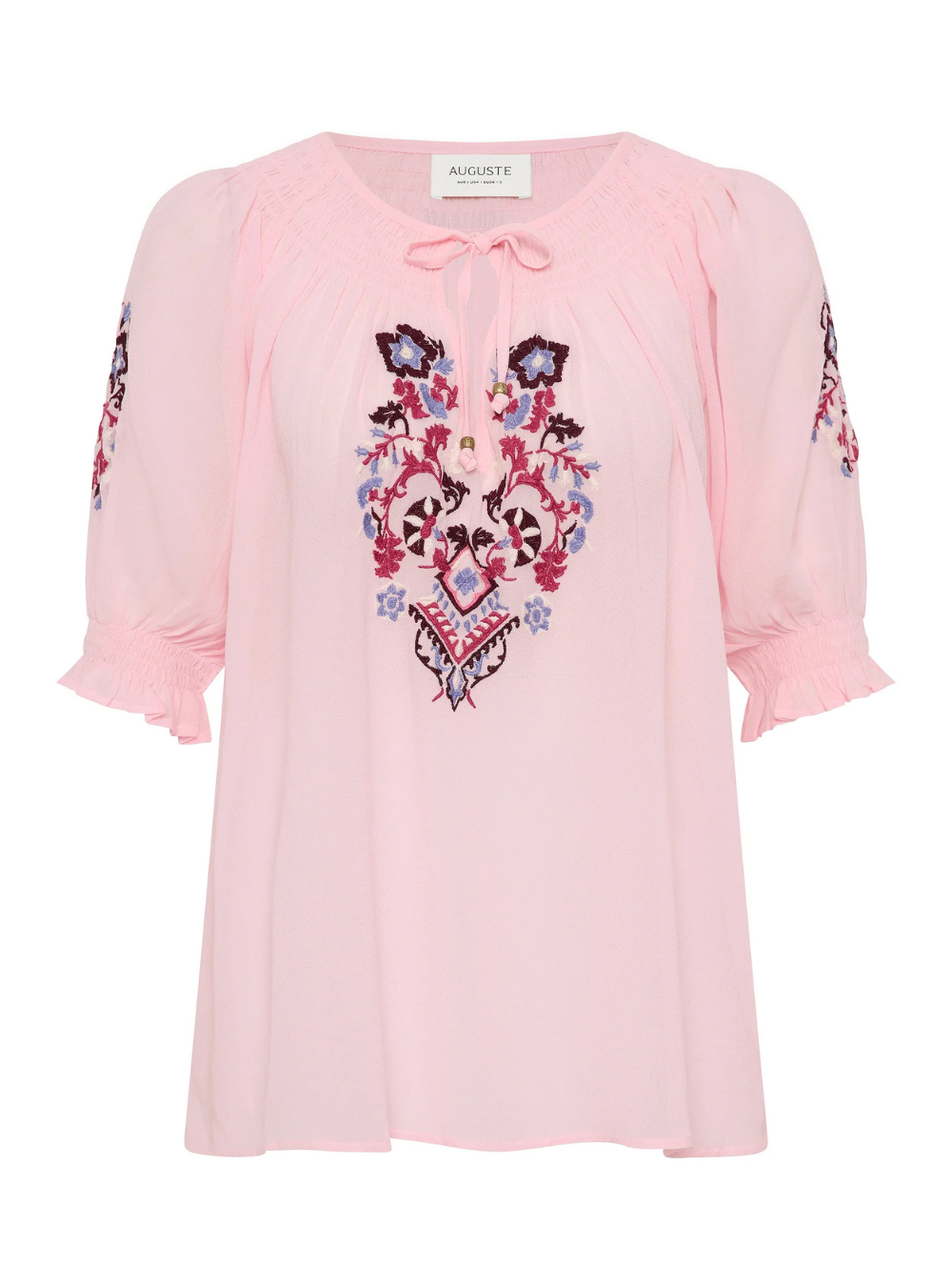 Indra Embroidered Blouse - Pastel Pink
