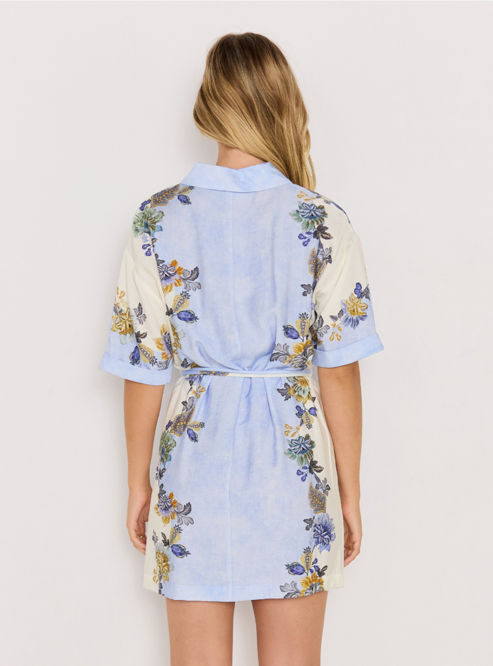 Lucia Shirt Dress - Blue & Cream Floral