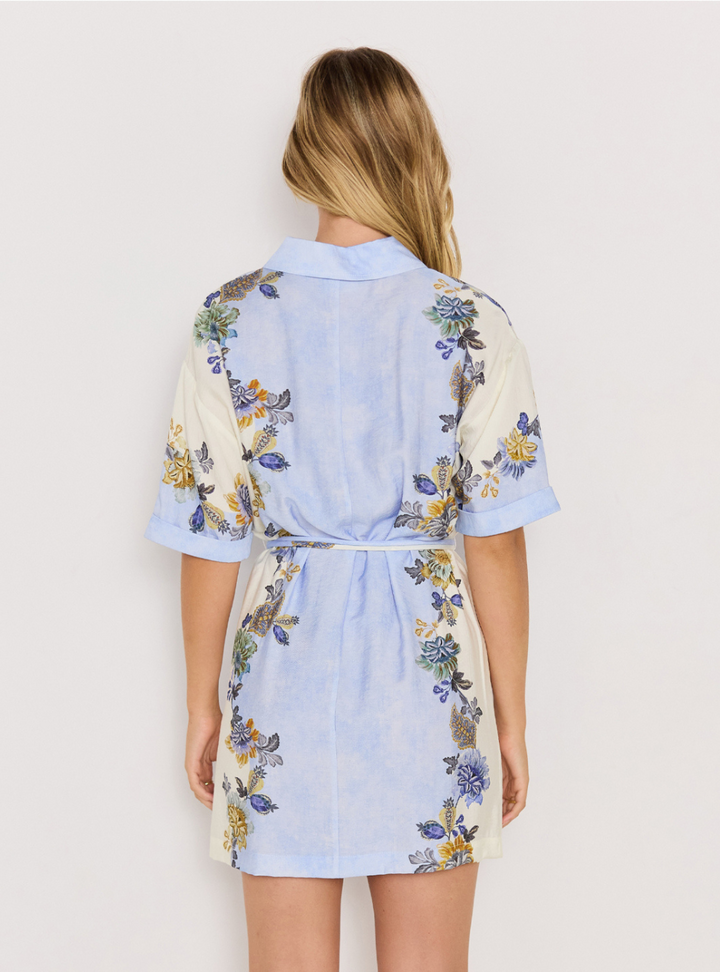 Lucia Shirt Dress - Blue & Cream Floral
