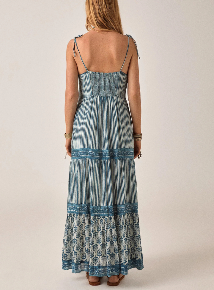Cristina Dress - Mediterranean Stripes Blue Ink