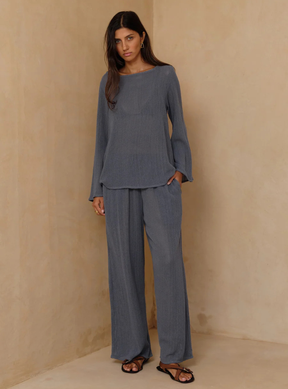 Allegra Mesh Top - Storm Blue
