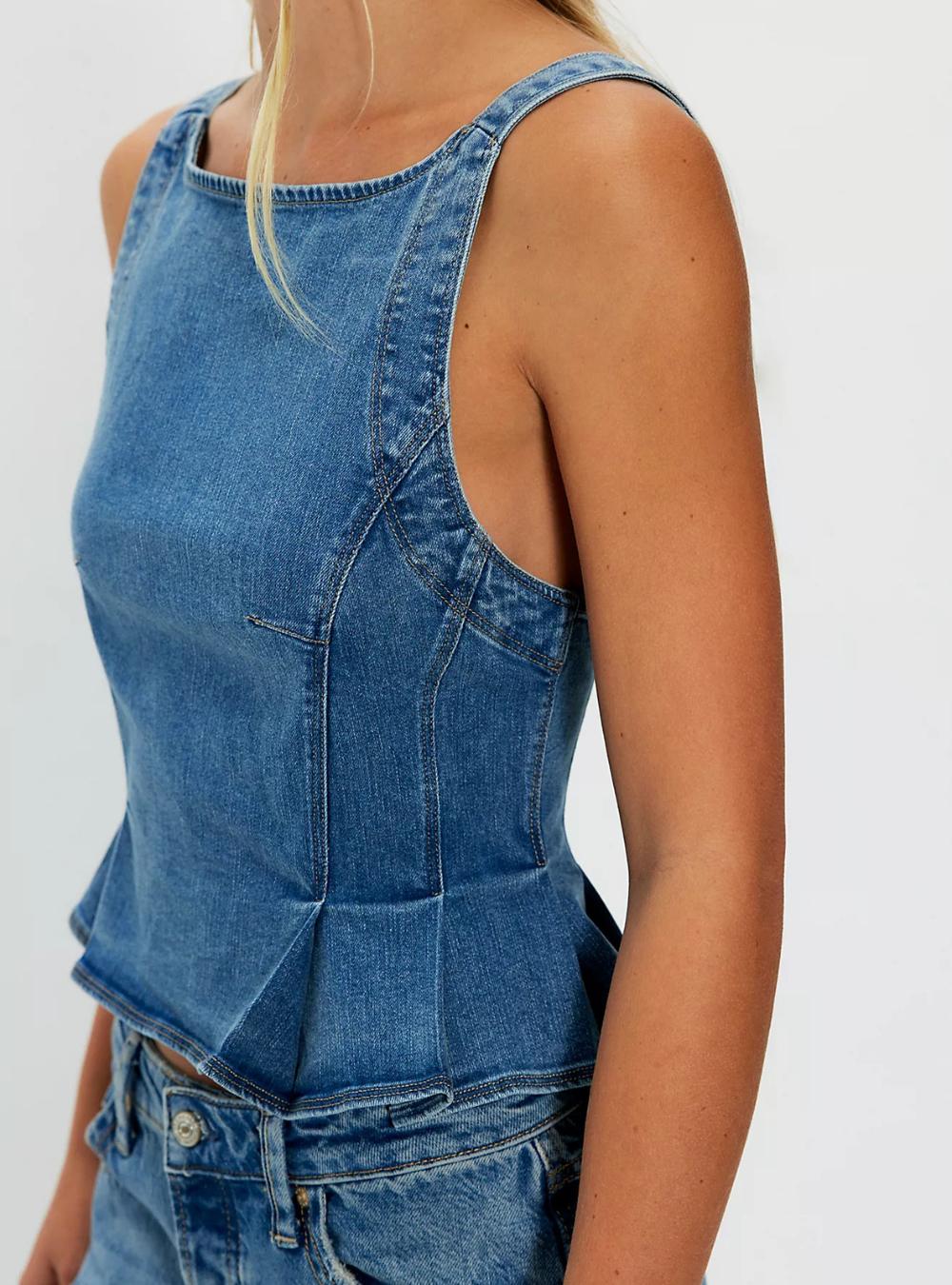 Sunfaded Denim Top - Steel Blue