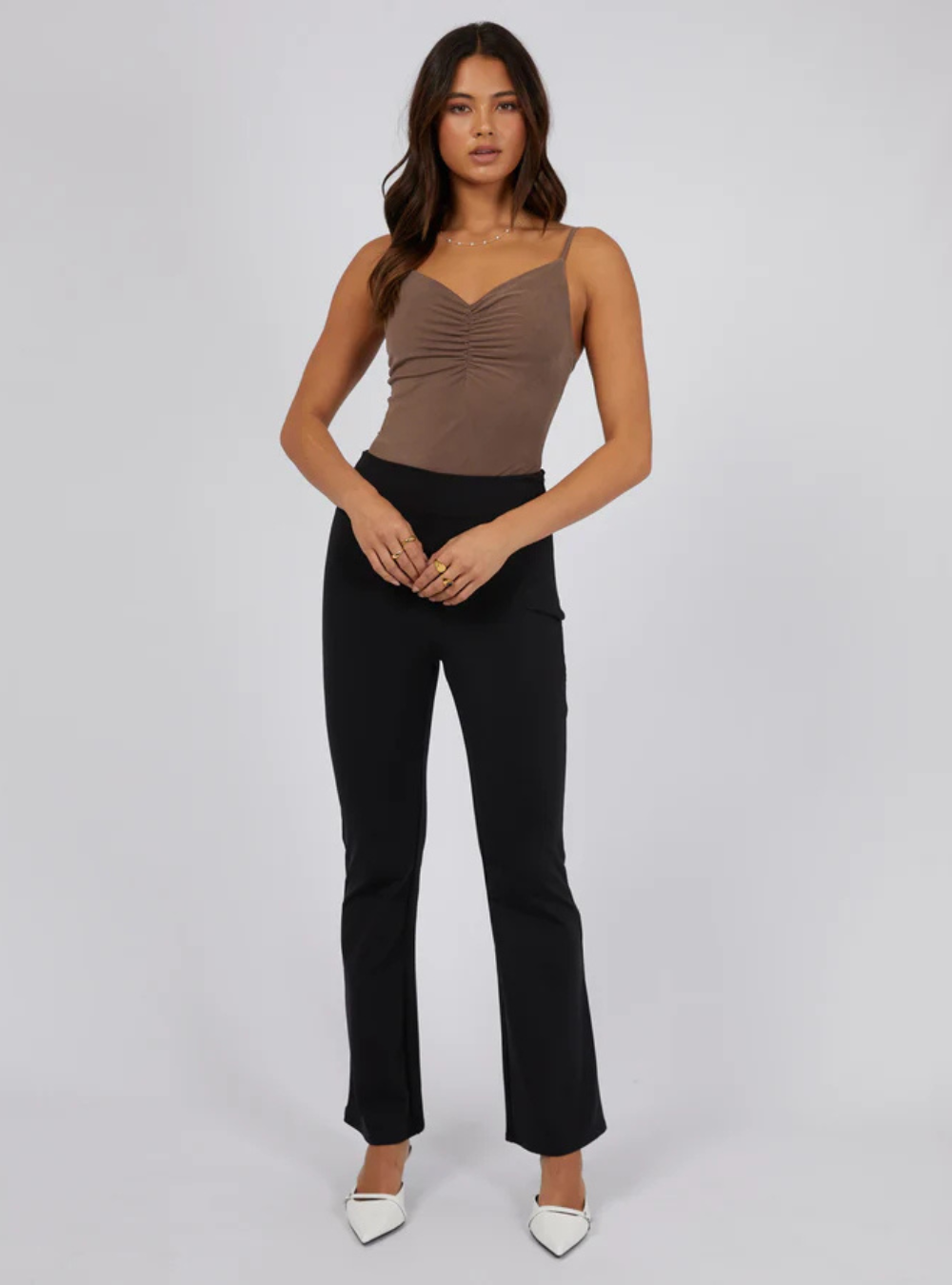 Luxe Ruched Bodysuit - Brown