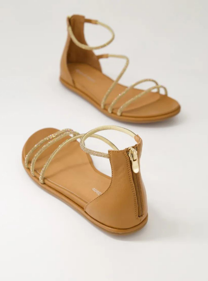 Bonn Tan Jewel Fabric Leather Sandals