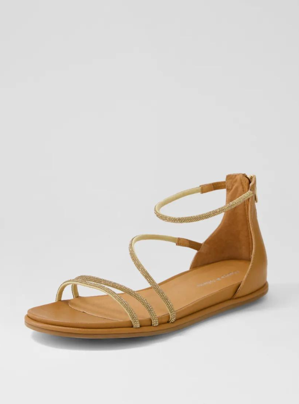 Bonn Tan Jewel Fabric Leather Sandals