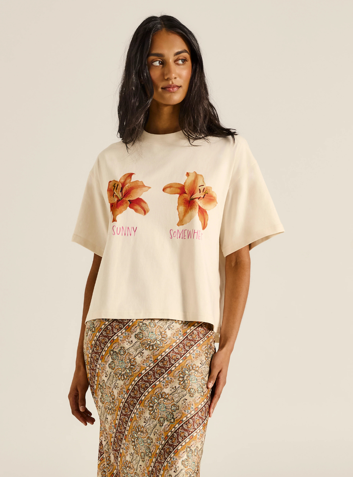 Rashida Lily Boxy Crop Tee - Cream