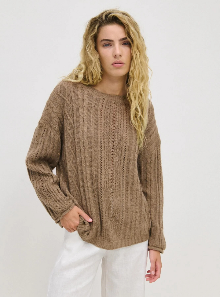 Curved Cable Knit - Mocha