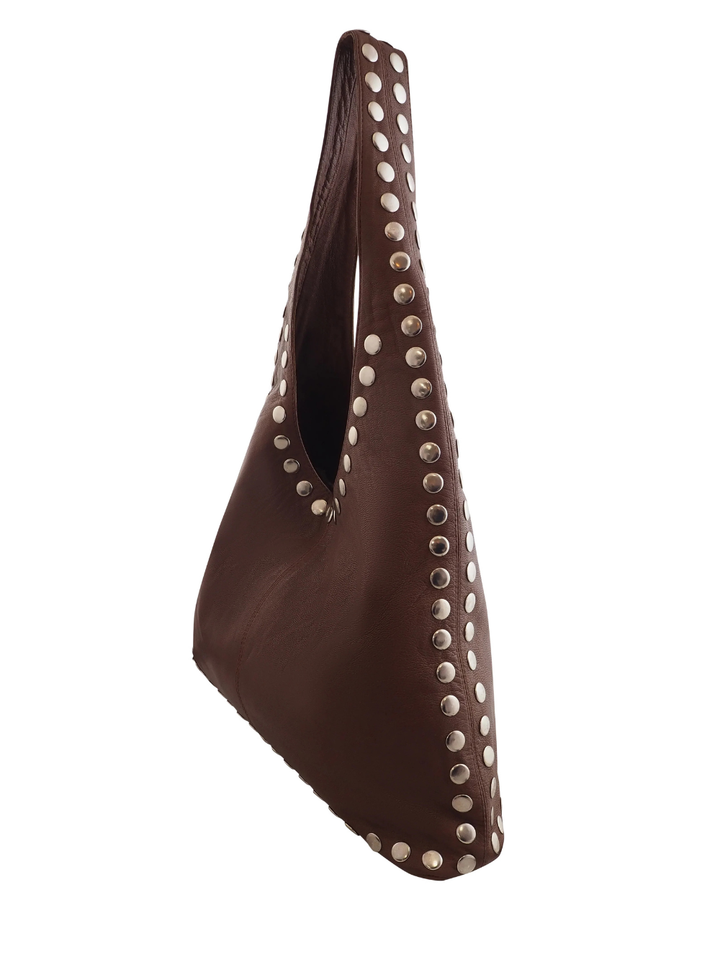 Jenna Studded Hobo - Chocolate