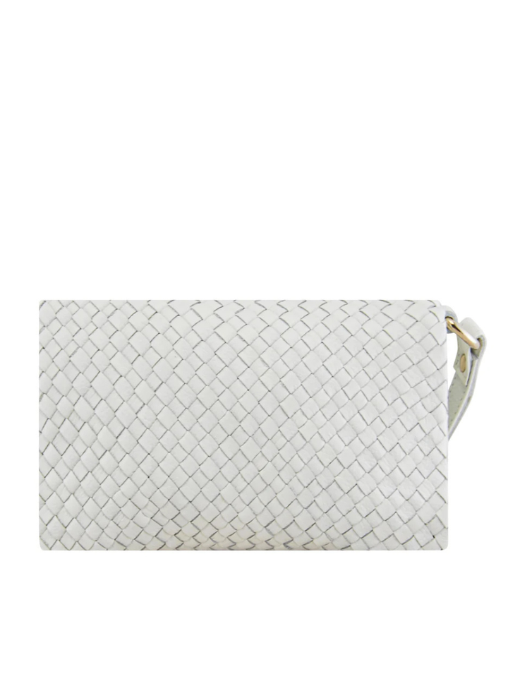 Luna Weave Leather Clutch - White